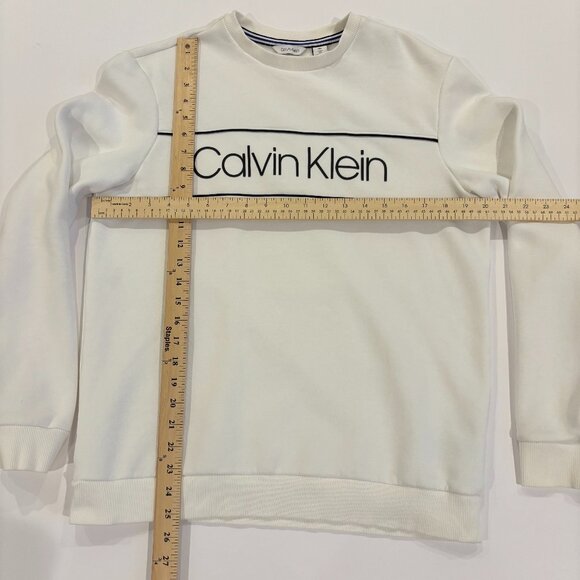Calvin Klein White Athleisure Unisex Sweatshirt Crewneck Soft Pullover Medium - Picture 4 of 5